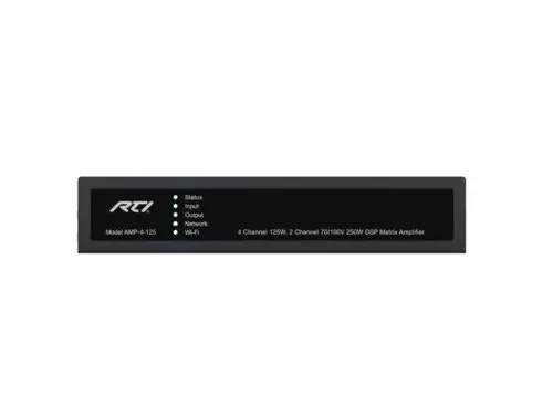 RTI Control AMP-4-125 - 4 Channel 125W 8Ω, 2 Channel 70/100V 250W DSP Matrix Amplifier