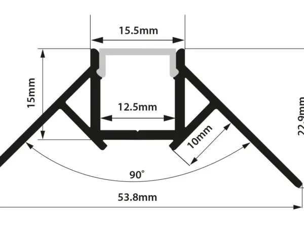 Aluminium Channel Profile Extrusion Plaster-in Corner For LED Ribbon/Tape