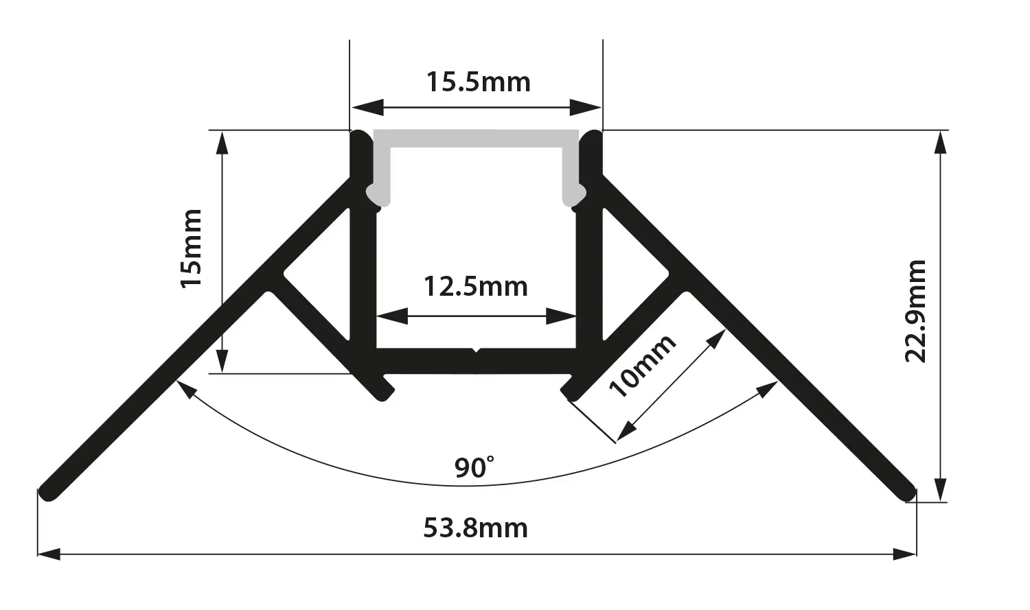 Aluminium Channel Profile Extrusion Plaster-in Corner For LED Ribbon/Tape