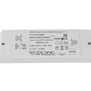 Ecopac ELED-30-DP2 – 30W DALI/PUSH Dimmable Constant Voltage LED Driver