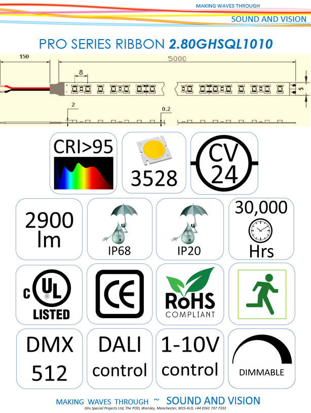 9.6 Watt per Metre 24volt QL PRO Series LED Ribbon Tape - Image 2