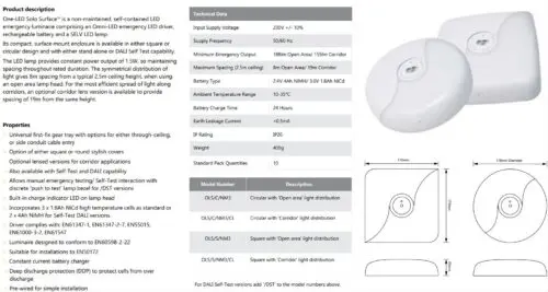 One-LUX SOLO Surface Mount Non-maintained LED Emergency OLS/S/NM3 - Image 2