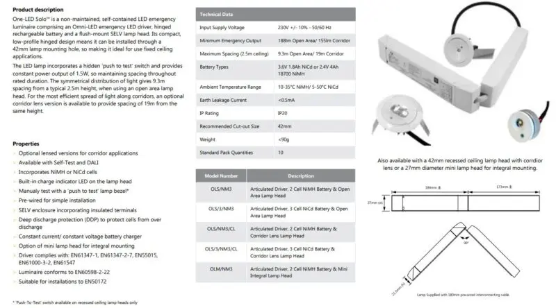 One-Lux ONE-LED SOLO™ OLS Non-Maintained Emergency - Image 2