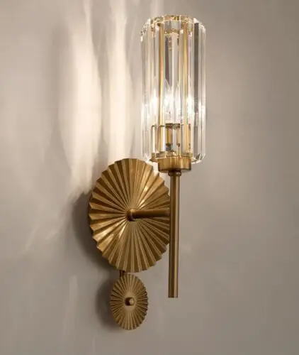 DEC003 Art Deco Brass Style K9 Crystal Wall Light