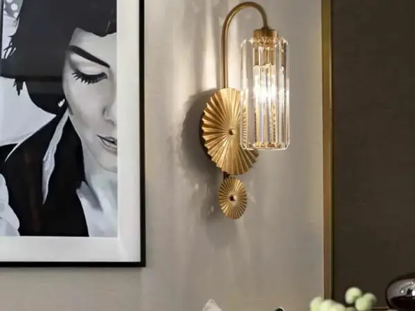 DEC004 ART DECO BRASS STYLE K9 CRYSTAL WALL LIGHT