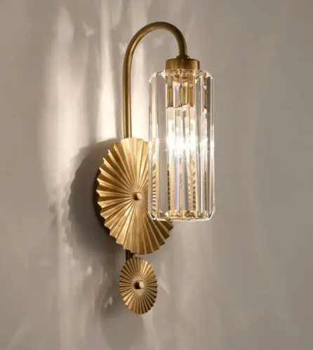 DEC004 Art Deco Brass Style K9 Crystal Wall Light - Image 5