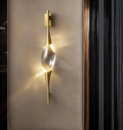 DEC005 Art Deco Brass Style K9 Crystal Wall Light - Image 4