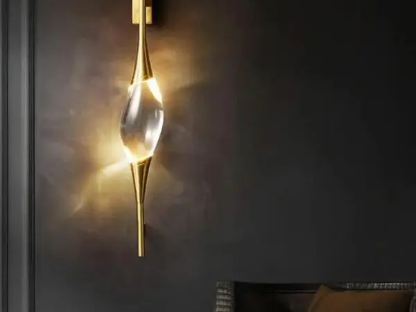 DEC005 ART DECO BRASS STYLE K9 CRYSTAL WALL LIGHT