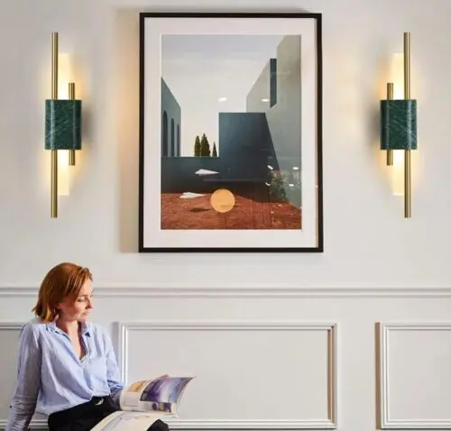 DEC008 Art Deco Brass Style 4 Piece Wall Light - Image 4
