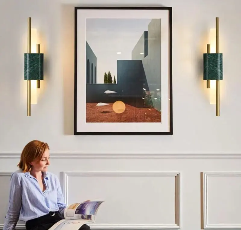 DEC008 Art Deco Brass Style 4 Piece Wall Light - Image 4