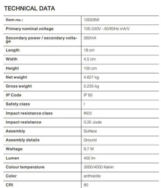 FLATT POLE 100 Outdoor LED floor stand 3000K IP65 Anthracite - Image 7