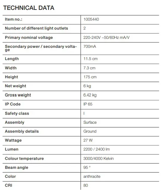 ESKINA FRAME 175 Pole double anthracite free-standing lamp 27W 3000/4000K 95° - Image 7