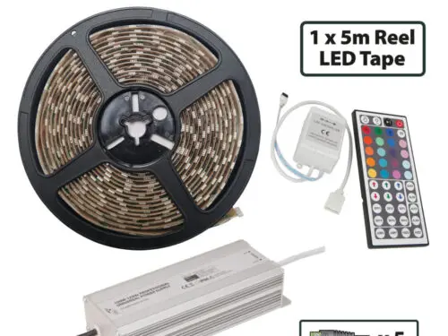 40Watt 12V 5M RGB LED Ribbon Tape Kit IP65