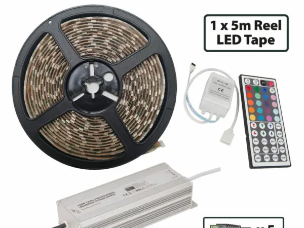 40Watt 12volt 5M RGB LED Ribbon Tape Kit IP65