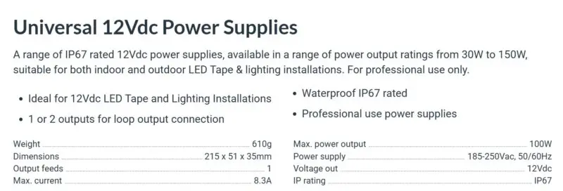 100W Constant Voltage LED Driver 12V / 24V - Image 2