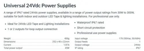 45W Constant Voltage LED Driver 12V / 24V - Image 2