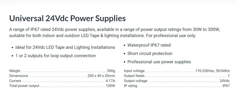 100W Constant Voltage LED Driver 12V / 24V - Image 3