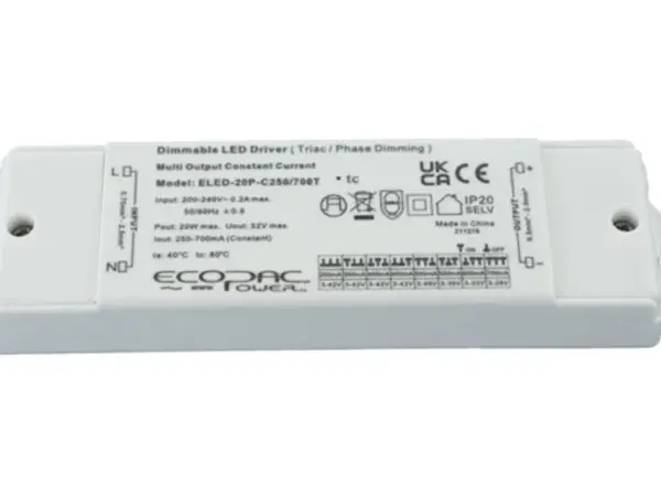 ELED-20P-C250/700T Series TRIAC Dimmable Constant Current LED Drivers