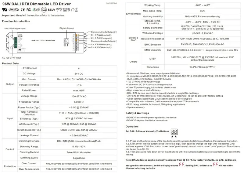DALI SRP-2309-24-96CVF Powered Decoder 96W RGBW Constant Voltage - Image 5