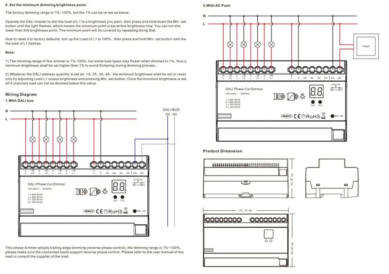 DALI DIN Rail SR-2303AC-4CH-DIN 4x400Watt Triac Phase Dimmer - Image 4