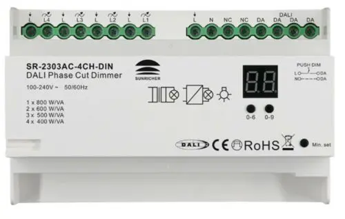 DALI DIN Rail SR-2303AC-4CH-DIN 4x400Watt Triac Phase Dimmer - Image 6