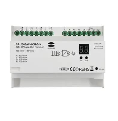 DALI DIN rail SR-2303AC-4CH-DIN 4x400Watt Triac Phase Dimmer