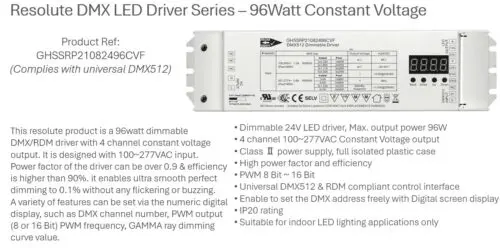 DMX Decoder 96W RGBW Constant Voltage - Image 2