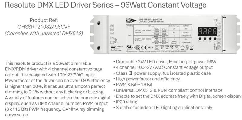 DMX Decoder 96W RGBW Constant Voltage - Image 2