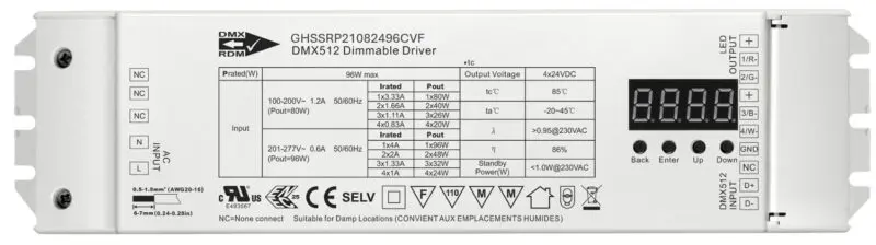DMX Decoder 96W RGBW Constant Voltage - Image 5