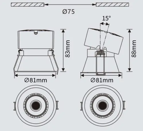 13W Roshan Dimmable LED downlight GHSMVC2005H175 - Image 2