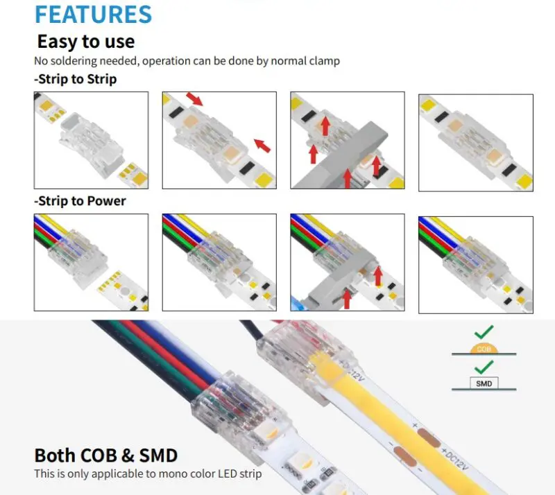 LED Versi Clip Ribbon Tape Solderless Connectors - Image 2