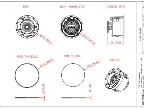 Sonance Visual Experience VX42R 4.5" Pivoting Two Way Round Speaker: PAIR