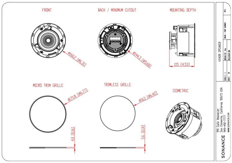 Sonance Visual Experience VX42R 4.5" Pivoting Two Way Round Speaker: PAIR - Image 4