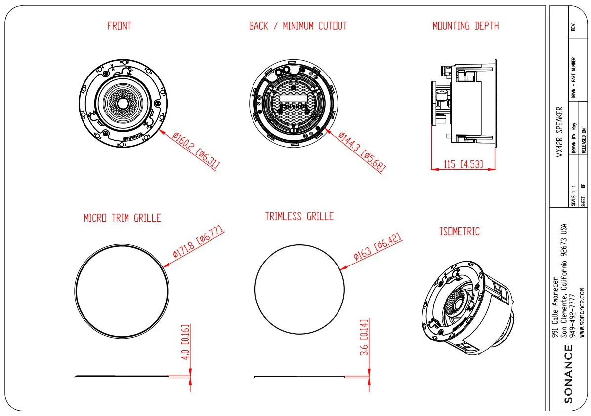 Sonance Visual Experience VX42R 4.5" Pivoting Two Way Round Speaker: PAIR - Image 4
