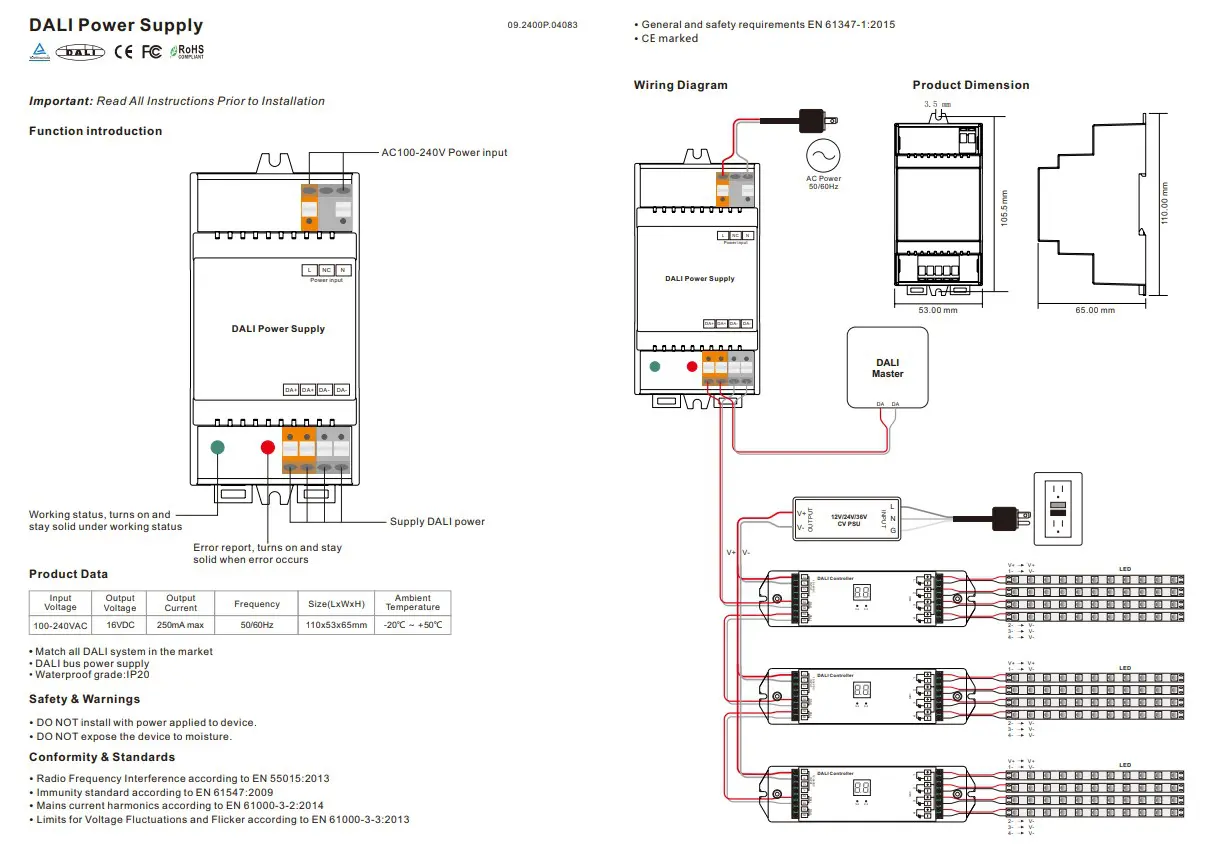 DALI DIN rail SR-2400P 100~240V Power Supply - Image 6
