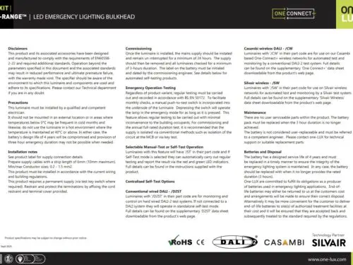 One-Lux X-Range OLX-XBH LED Emergency Exit Bulkhead One-Lux X-Range OLX-XBH LED Emergency Exit Bulkhead