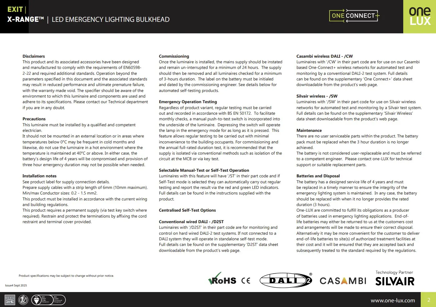 One-Lux X-RANGE OLX-XBH LED Emergency Exit Bulkhead - Image 2