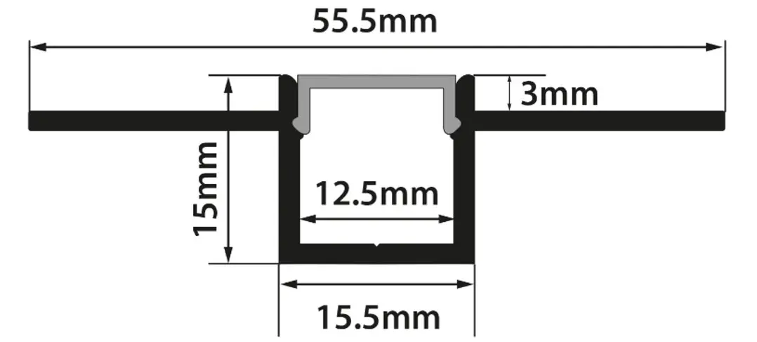 PCi1 Aluminium 2M Profile Plaster-in For LED Tape