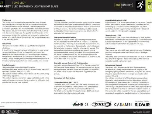 One-LUX Blade X-Range OLX-XXB LED Emergency Lighting Exit Luminaire One-LUX Blade X-Range OLX-XXB LED Emergency Lighting Exit Luminaire