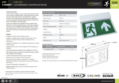 One-LUX Blade X-Range OLX-XXB LED Emergency Lighting Exit Luminaire - Image 3