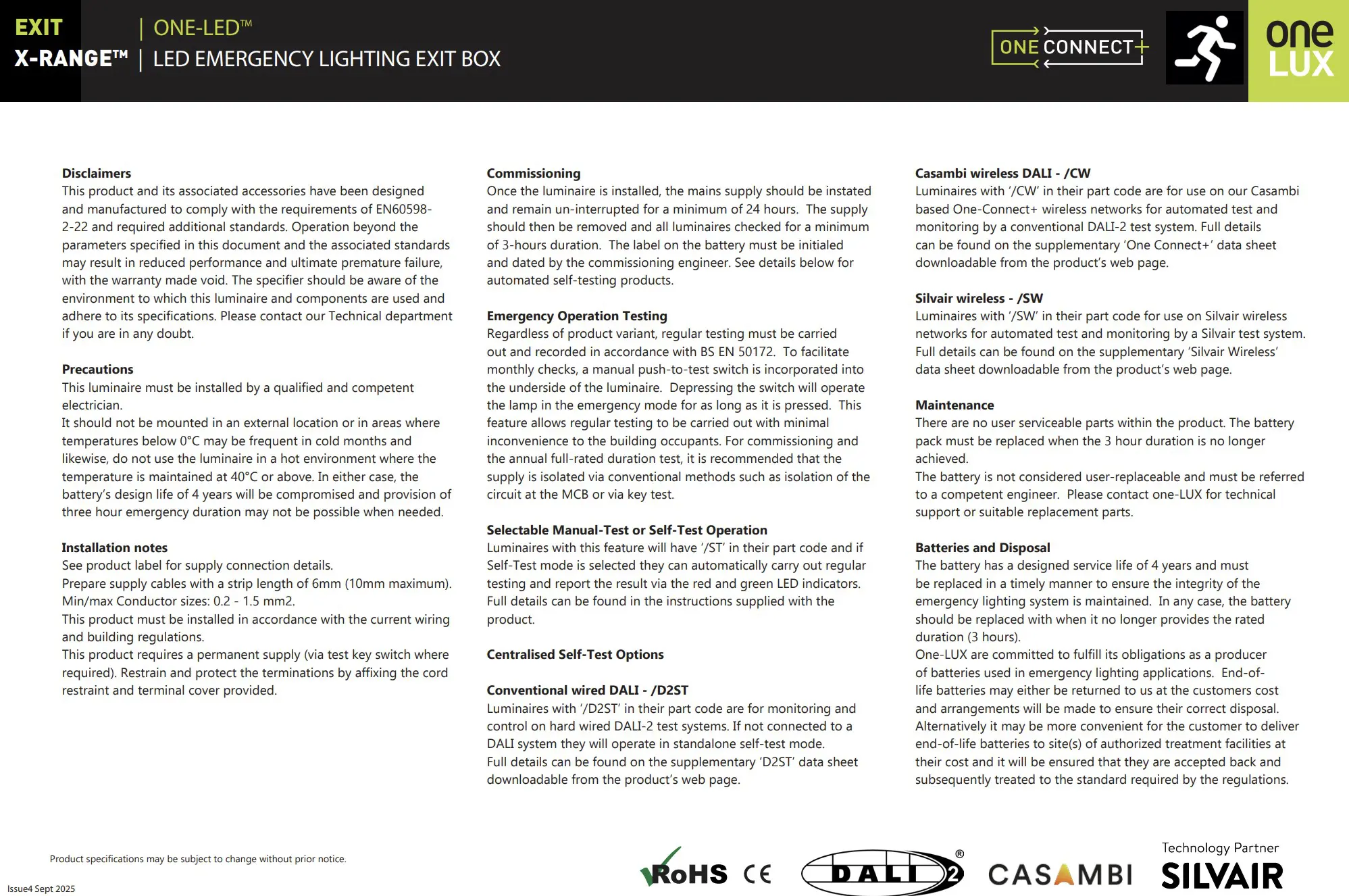 One-LUX Box X-RANGE™ OLX-XMB LED Emergency Lighting Exit Box - Image 2