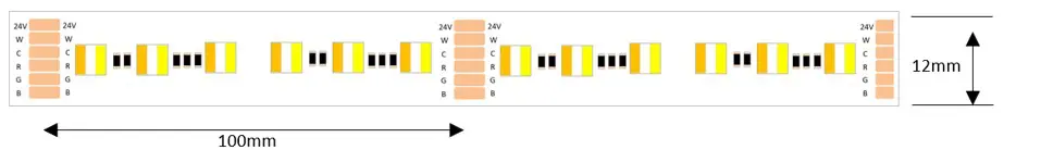 24W per Metre 24V Tape RGBWW Colour Mix - Image 2