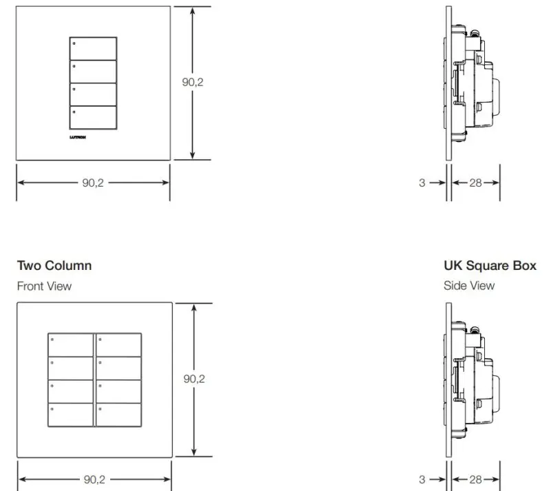 LUTRON RadioRA 3 Single Column Vierti Faceplate With Various Finishes - Image 2