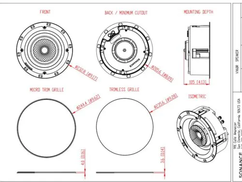 Sonance Visual Experience VX60R 6.5" Two Way Round Speaker: PAIR