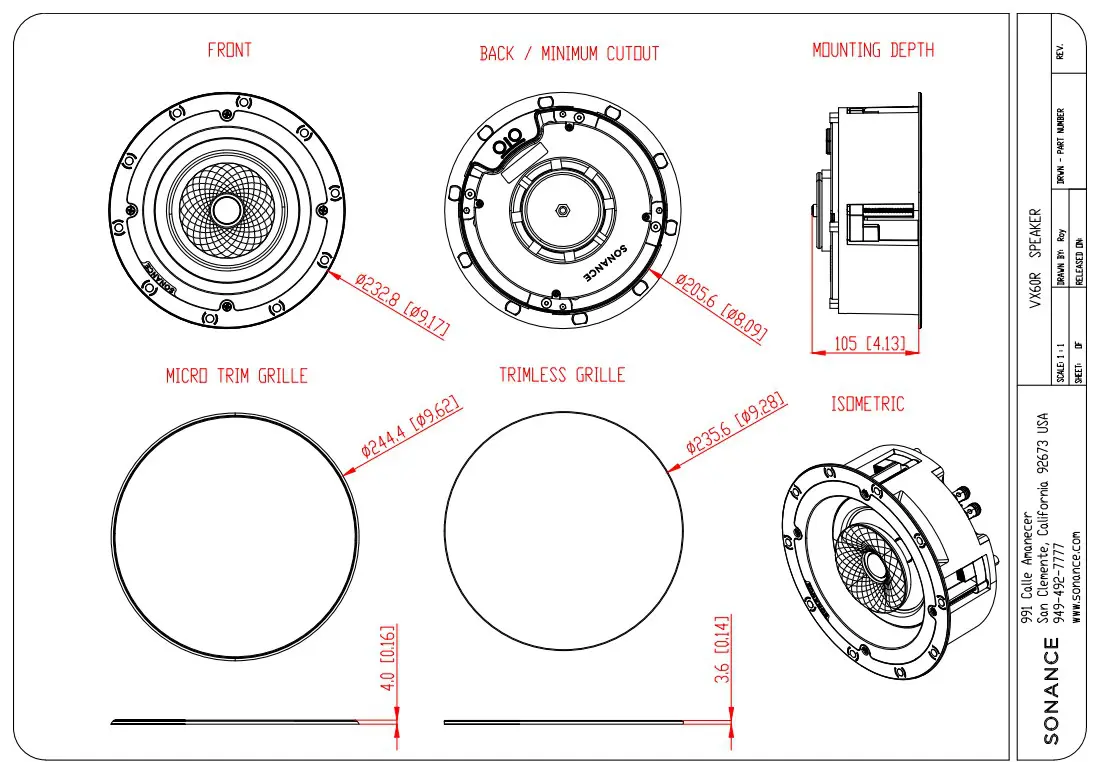Sonance Visual Experience VX60R 6.5" Two Way Round Speaker: PAIR - Image 2