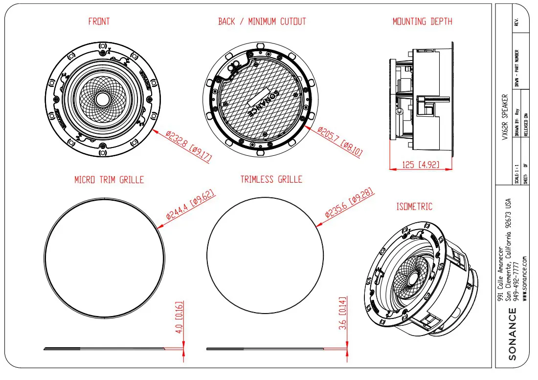 Sonance Visual Experience VX62R 6.5" Pivoting Two Way Round Speaker: PAIR - Image 2