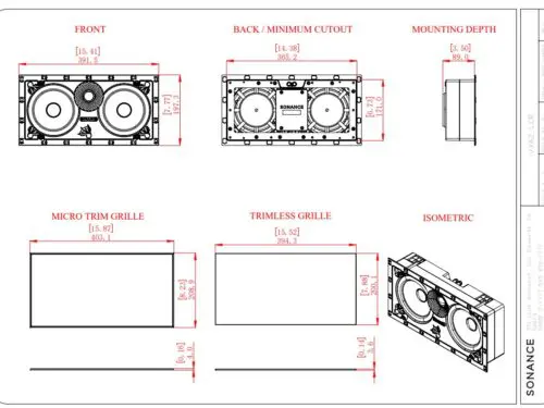 Sonance VX62 LCR Speaker With White Micro Trim Grille: EACH