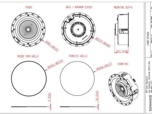 Sonance Visual Experience VX80R 8" Two Way Round Speaker: PAIR