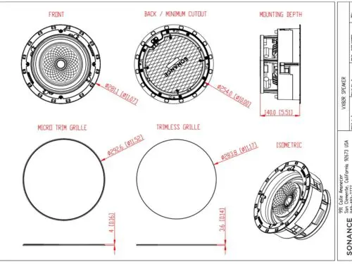Sonance Visual Experience VX82R 8" Pivoting Two Way Round Speaker: PAIR