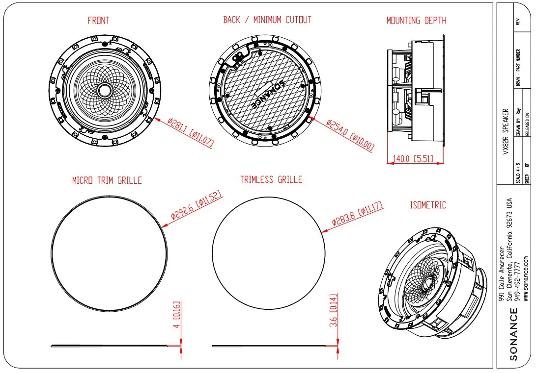 Sonance Visual Experience VX82R 8" Pivoting Two Way Round Speaker: PAIR - Image 2